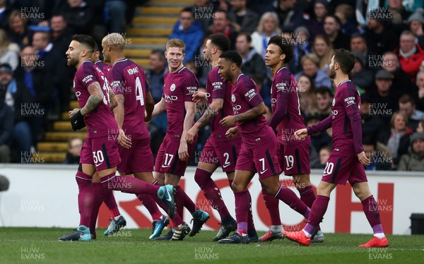 280118 - Cardiff City v Manchester City - FA Cup - Kevin De Bruyne of Manchester City celebrates with team mates after scoring a goal