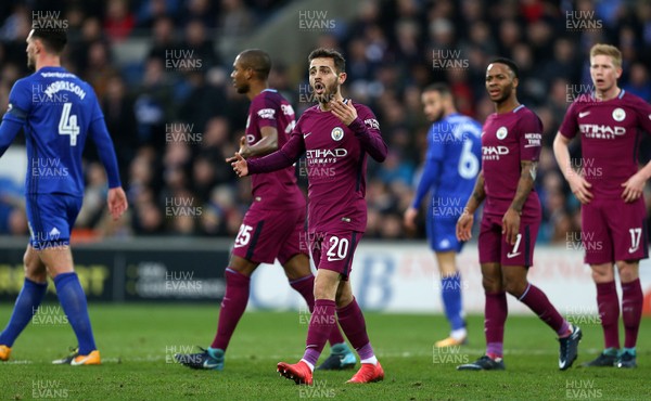 280118 - Cardiff City v Manchester City - FA Cup - A frustrated Bernardo Silva of Manchester City after his goal is disallowed