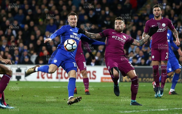 280118 - Cardiff City v Manchester City - FA Cup - Anthony Pilkington of Cardiff City takes a shot at goal