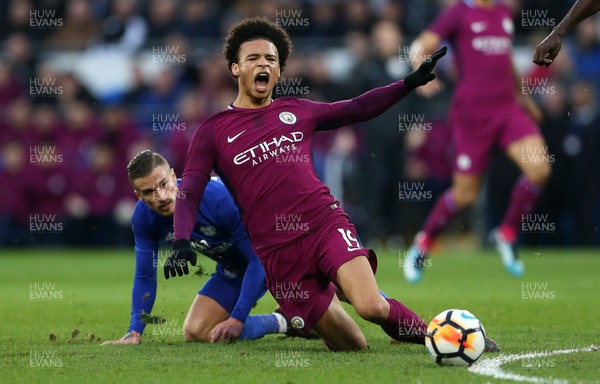 280118 - Cardiff City v Manchester City - FA Cup - Leroy Sane of Manchester City, who has suffered a long term injury after being tackled by Joe Bennett of Cardiff City