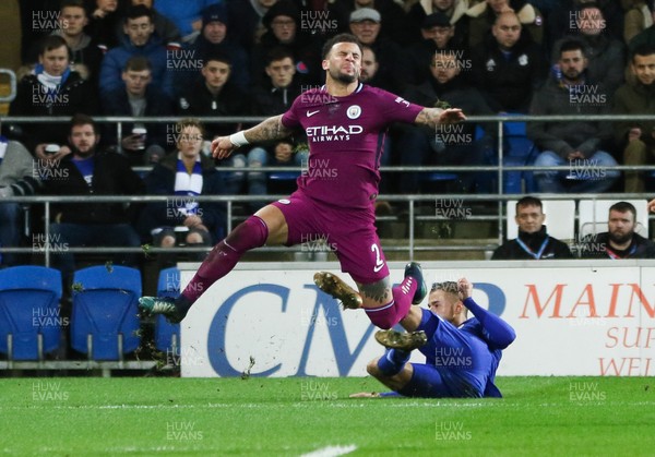 280118 - Cardiff City v Manchester City, Emirates FA Cup Fourth Round - Joe Bennett of Cardiff City brings down Kyle Walker of Manchester City
