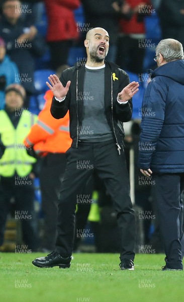 280118 - Cardiff City v Manchester City, Emirates FA Cup Fourth Round - Manchester City manager Pep Guardiola after speaking to the officials at the end of the match