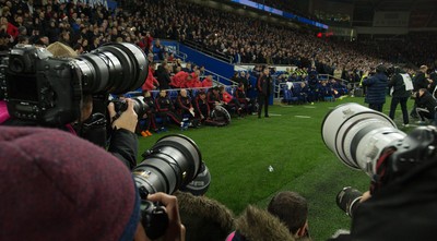 221218 - Cardiff City v Manchester United, Premier League - Manchester United manager Ole Gunnar Solskjaer is the centre of media attention at the start of the match