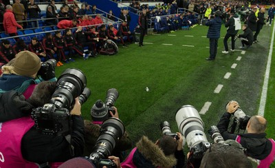 221218 - Cardiff City v Manchester United, Premier League - Manchester United manager Ole Gunnar Solskjaer is the centre of media attention at the start of the match