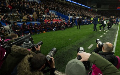 221218 - Cardiff City v Manchester United, Premier League - Manchester United manager Ole Gunnar Solskjaer is the centre of media attention at the start of the match