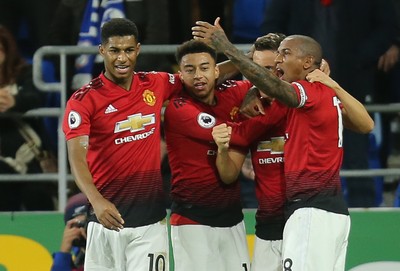 221218 - Cardiff City v Manchester United, Premier League - Manchester United players celebrate the second goal