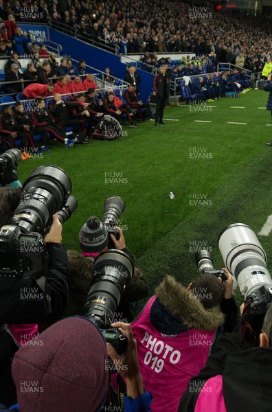 221218 - Cardiff City v Manchester United, Premier League - Manchester United manager Ole Gunnar Solskjaer is the centre of media attention at the start of the match