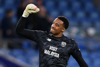 291125 - Cardiff City v Mansfield Town - Sky Bet League 1 - Nathan Trott of Cardiff City celebrates after Cian Ashford of Cardiff City scores his sides third goal