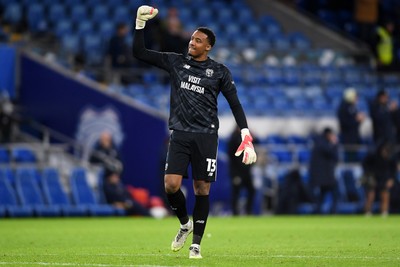 291125 - Cardiff City v Mansfield Town - Sky Bet League 1 - Nathan Trott of Cardiff City celebrates after Cian Ashford of Cardiff City scores his sides third goal