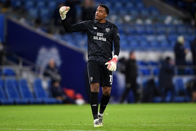 291125 - Cardiff City v Mansfield Town - Sky Bet League 1 - Nathan Trott of Cardiff City celebrates after Cian Ashford of Cardiff City scores his sides third goal