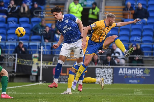 291125 - Cardiff City v Mansfield Town - Sky Bet League 1 - Yousef Salech of Cardiff City hits the side netting