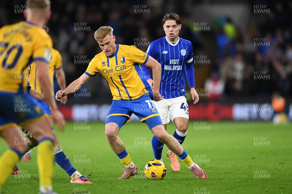 291125 - Cardiff City v Mansfield Town - Sky Bet League 1 - Will Evans of Mansfield is challenged by Cian Ashford of Cardiff City