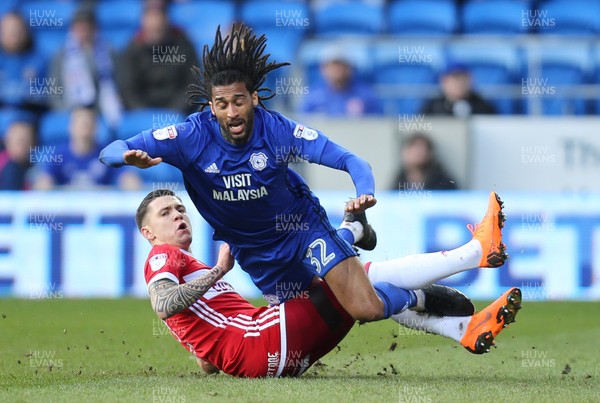 170218 - Cardiff City v Middlesbrough, Sky Bet Championship - Armand Traore of Cardiff City is brought down by Muhamed Besic of Middlesbrough
