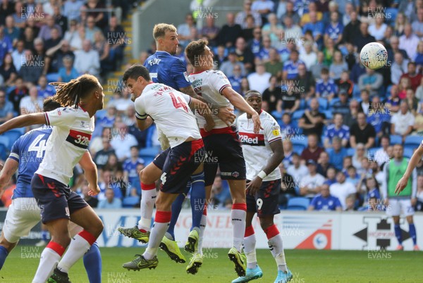 210919 - Cardiff City v Middlesbrough, SkyBet Championship - Aden Flint of Cardiff City heads at goal