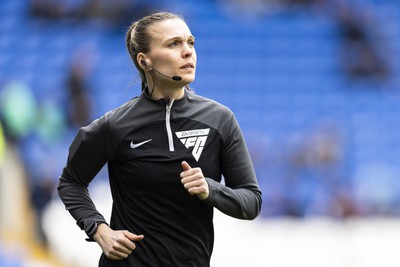 270424 - Cardiff City v Middlesbrough - Sky Bet Championship - Assistant Referee Natalie Aspinall during the warm up