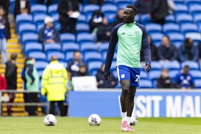 270424 - Cardiff City v Middlesbrough - Sky Bet Championship - Famara Diedhiou of Cardiff City during the warm up