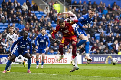 270424 - Cardiff City v Middlesbrough - Sky Bet Championship - David Turnbull of Cardiff City in action against Middlesbrough goalkeeper Seny Dieng