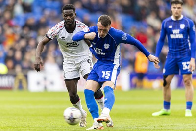 270424 - Cardiff City v Middlesbrough - Sky Bet Championship - David Turnbull of Cardiff City in action against Emmanuel Latte Lath of Middlesbrough