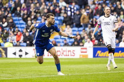 270424 - Cardiff City v Middlesbrough - Sky Bet Championship - Dimitris Goutas of Cardiff City with a header on goal