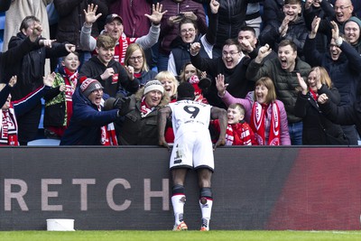 270424 - Cardiff City v Middlesbrough - Sky Bet Championship - Emmanuel Latte Lath of Middlesbrough celebrates scoring his sides third goal