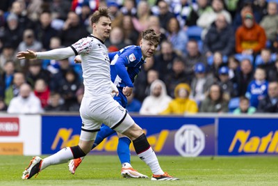 270424 - Cardiff City v Middlesbrough - Sky Bet Championship - Cian Ashford of Cardiff City with a shot on goal