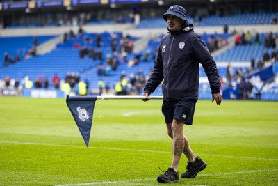 270424 - Cardiff City v Middlesbrough - Sky Bet Championship - Groundsman at at full time