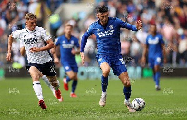 210821 - Cardiff City v Millwall - SkyBet Championship - Kieffer Moore of Cardiff City makes a break