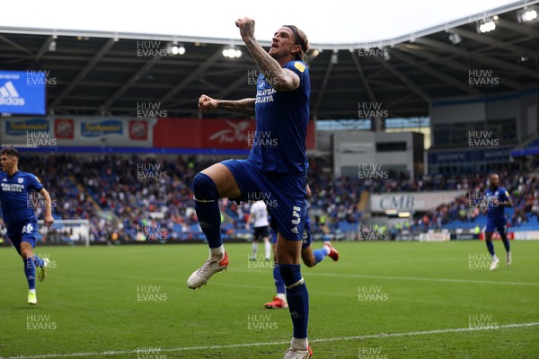 210821 - Cardiff City v Millwall - SkyBet Championship - Aden Flint of Cardiff City celebrates scoring his first goal