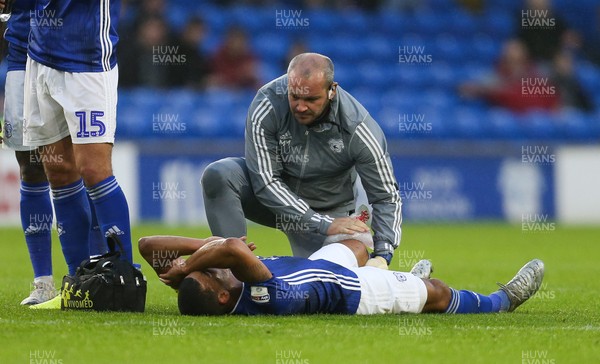 261219 - Cardiff City v Millwall, Sky Bet Championship - Lee Peltier of Cardiff City receives treatment before being substituted