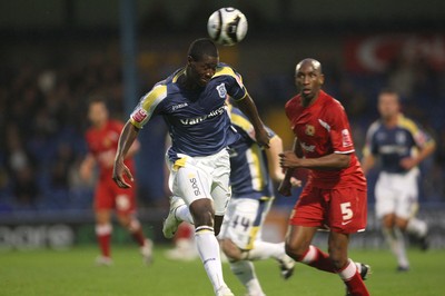 26.08.08...Cardiff City v MK Dons, Carling Cup Round 2 -  Cardiff's Eddie Johnson plays the ball forward 