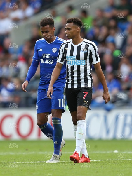180818 - Cardiff City v Newcastle United, Premier League - Twin brothers Josh Murphy of Cardiff City and Jacob Murphy of Newcastle United during the match
