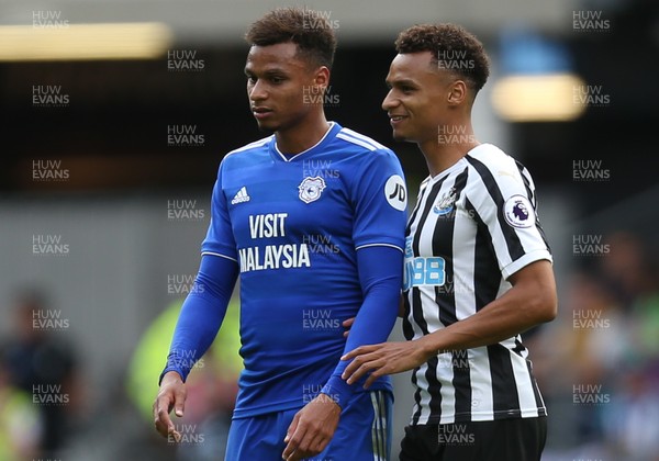 180818 - Cardiff City v Newcastle United, Premier League - Twin brothers Josh Murphy of Cardiff City and Jacob Murphy of Newcastle United during the match