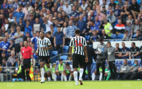 180818 - Cardiff City v Newcastle United, Premier League - Isaac Hayden of Newcastle United makes his way from the pitch after being shown a red card