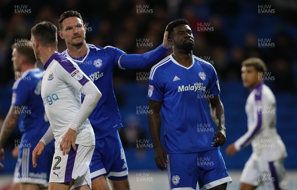 280417 - Cardiff City v Newcastle United, Sky Bet Championship - Bruno Ecuele Manga of Cardiff City rues a  missed chance to score