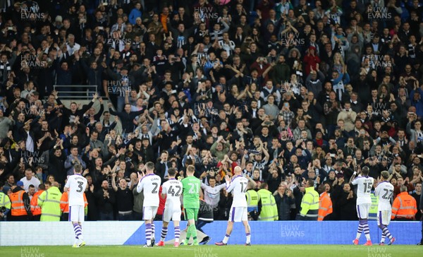 280417 - Cardiff City v Newcastle United, Sky Bet Championship - Newcastle players applaud the travelling fans