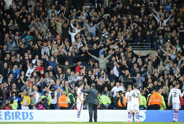 280417 - Cardiff City v Newcastle United, Sky Bet Championship - Newcastle players applaud the travelling fans