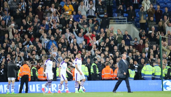 280417 - Cardiff City v Newcastle United, Sky Bet Championship - Newcastle players applaud the travelling fans