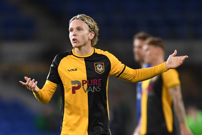 071025 - Cardiff City v Newport County - Vertu Trophy Group Stage - Sam Braybrooke of Newport County