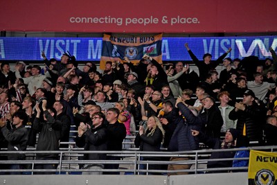 071025 - Cardiff City v Newport County - Vertu Trophy Group Stage - Newport fans celebrate after Tom Davies of Newport County scores the first goal of the game