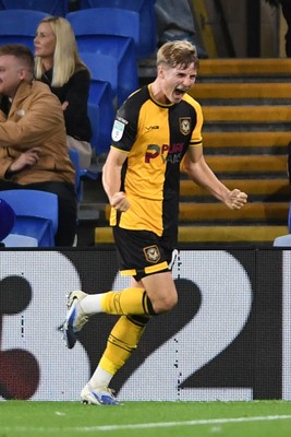 071025 - Cardiff City v Newport County - Vertu Trophy Group Stage - Tom Davies of Newport County celebrates scoring a goal