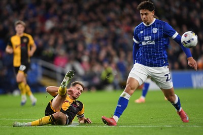071025 - Cardiff City v Newport County - Vertu Trophy Group Stage - Matthew Baker of Newport County clears the ball