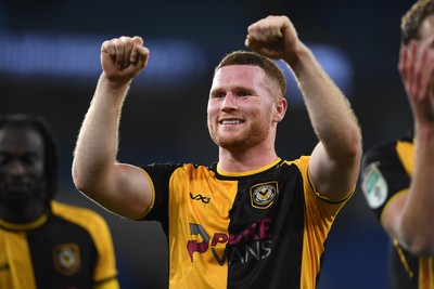 071025 - Cardiff City v Newport County - Vertu Trophy Group Stage - Lee Jenkins of Newport County celebrates the win at full time