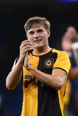 071025 - Cardiff City v Newport County - Vertu Trophy Group Stage - Tom Davies of Newport County celebrates the win at full time