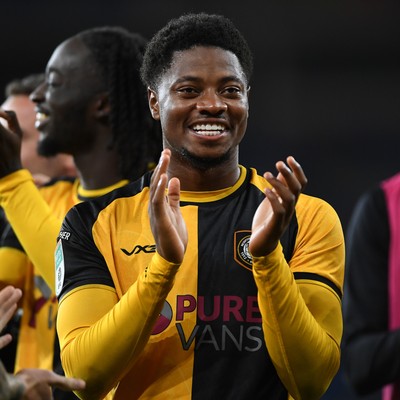 071025 - Cardiff City v Newport County - Vertu Trophy Group Stage - Bobby Kamwa of Newport County at full time
