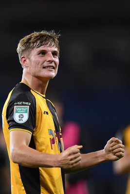 071025 - Cardiff City v Newport County - Vertu Trophy Group Stage - Tom Davies of Newport County celebrates the win at full time