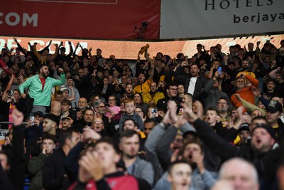 071025 - Cardiff City v Newport County - Vertu Trophy Group Stage - Newport Fans celebrate the win at full time