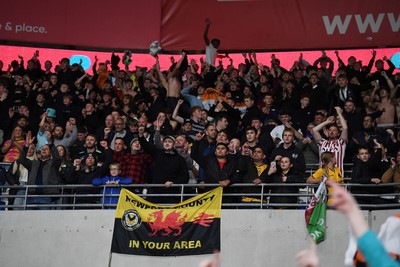 071025 - Cardiff City v Newport County - Vertu Trophy Group Stage - Newport Fans celebrate the win at full time