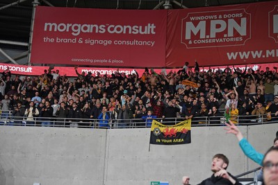 071025 - Cardiff City v Newport County - Vertu Trophy Group Stage - Newport Fans celebrate the win at full time