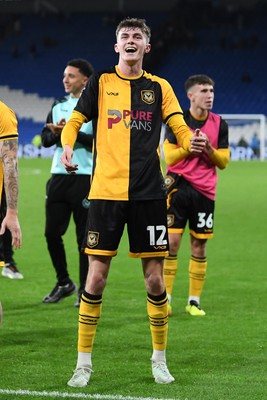 071025 - Cardiff City v Newport County - Vertu Trophy Group Stage - Joe Thomas of Newport County celebrates the win at full time