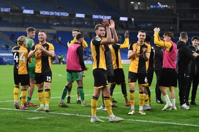 071025 - Cardiff City v Newport County - Vertu Trophy Group Stage - Matthew Baker of Newport County applauded the fans at full time